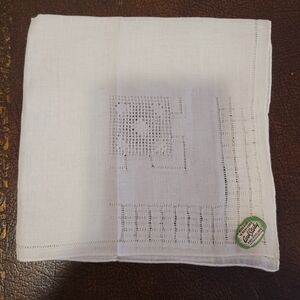 NWT Vintage Handkerchief White Handmade Open Embroidery 12"